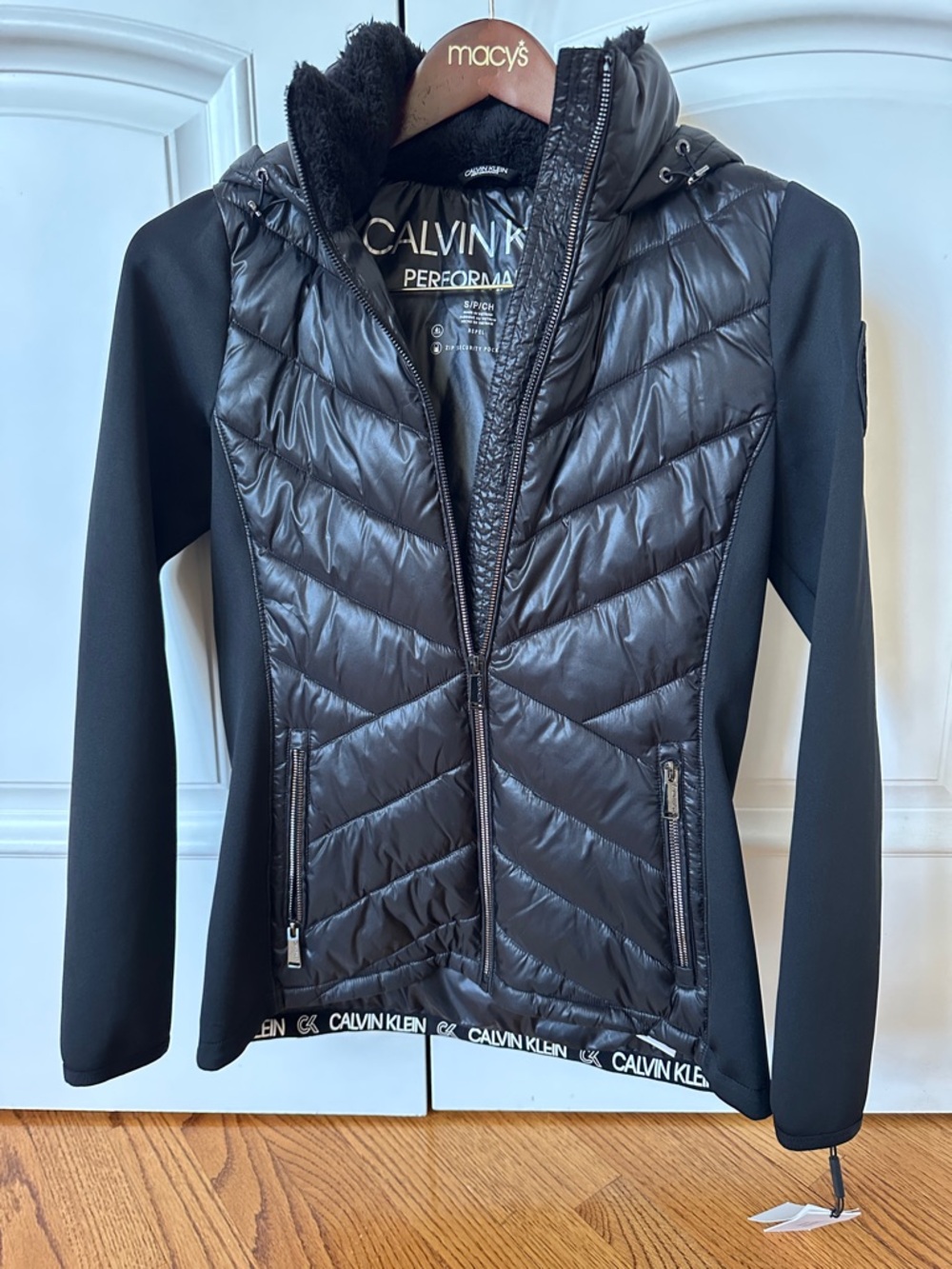 Calvin Klein Black Quilted Hooded Performance Jacket